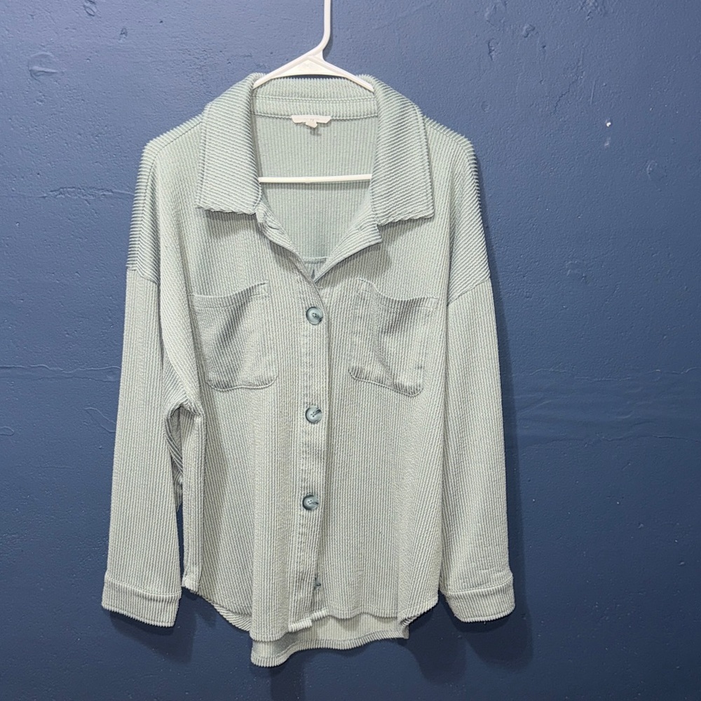 Blue Ribbed Shacket